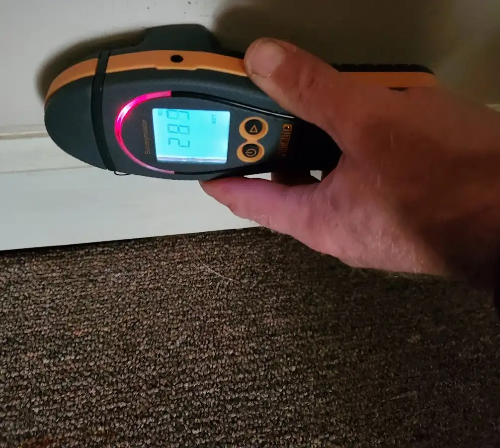 Moisture detection at baseboard during Sewage Cleanup & Sanitation in Decatur